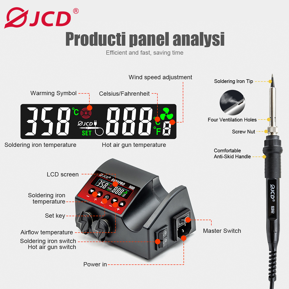 JCD 8898Pro 2 في 1 محطة لحام L - مراجعة T12 Soldering Station Oled وسعره