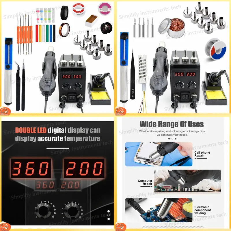 محطة لحام 8586D 2 في 1 بقوة 75 - مراجعة 2 In 1 Soldering Rework Station 750W وسعره